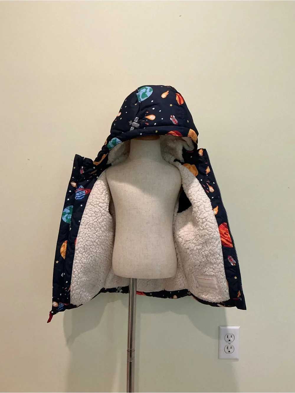 Gymboree Navy Space Planet Puffer Jacket with Colorful Planets